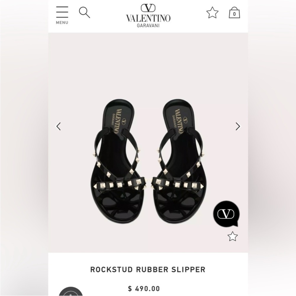 Valentino Garavani Rockstud Bow Rubber Slipper Thong Sandals - Picture 8 of 8